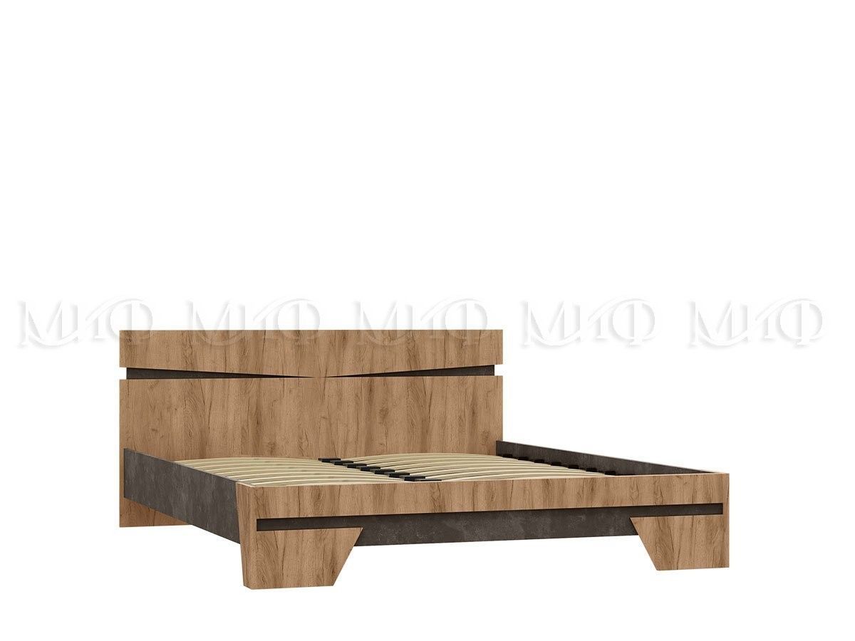 Кровать Портофино  (Ш-1674 × В-800 × Г-2074/Спальное Место 1600 × 2000 мм) Дуб Крафт/Бетон