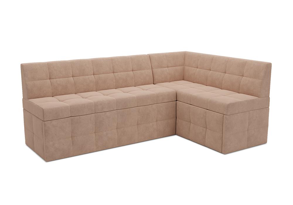 Кухонный угловой диван дельфин Атлантис велюр бежевый