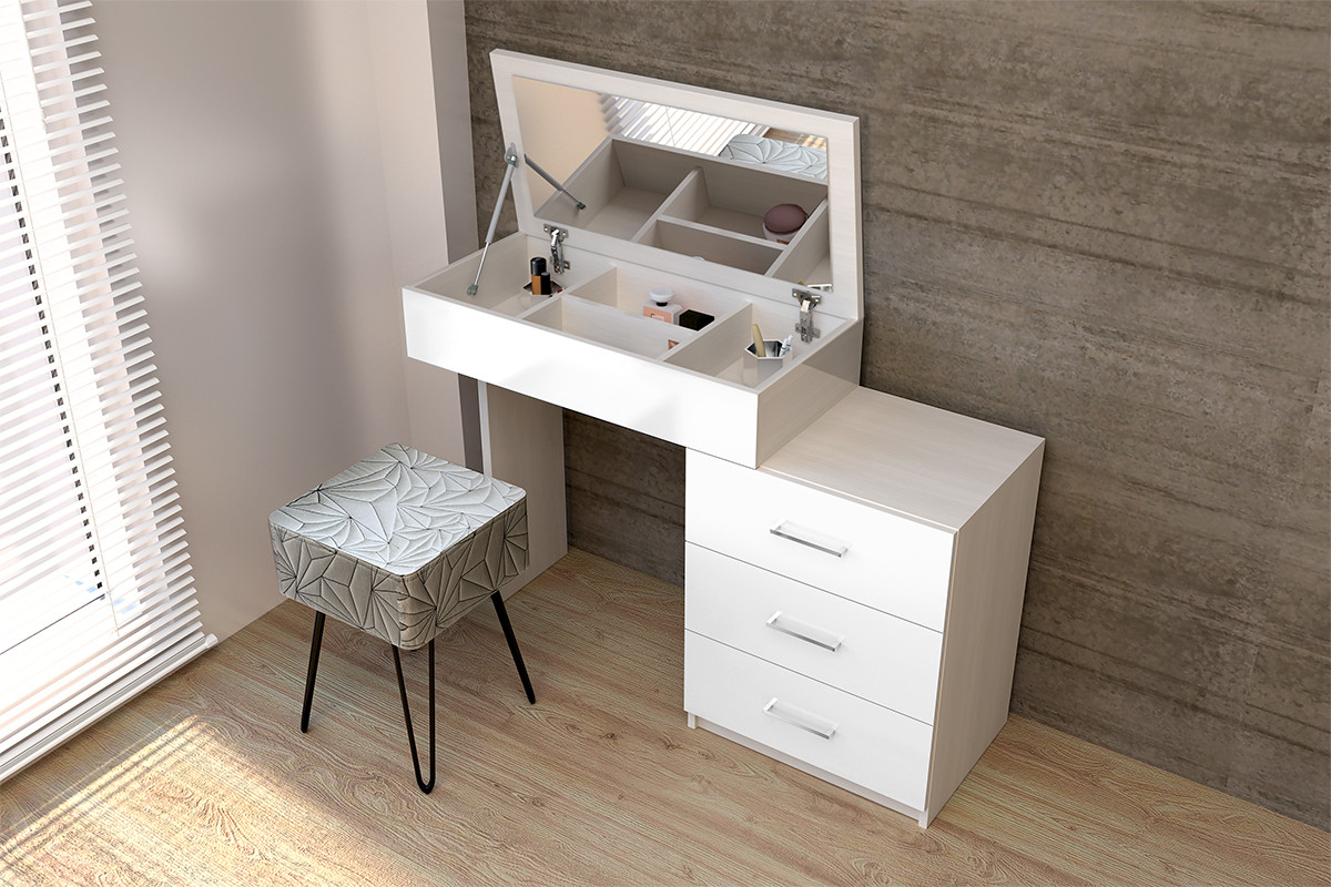 Стол Туалетный Катрин МДФ Белый Глянец (Ш-1140/В-785/Г-390мм)