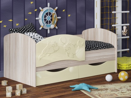 Детская Кровать Дельфин-3 МДФ с фасадом 3D/Разные Цвета