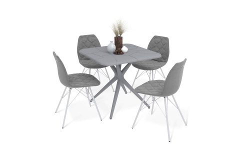 Обеденная группа SHT-DS211 серый / серый туман / хром лак