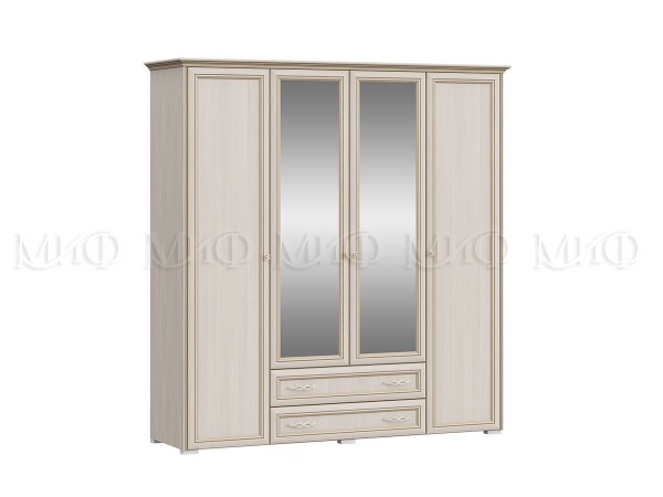 Шкаф 4-х Створчатый Пандора МДФ (Ш-1976 x В-2064 x Г-552 мм) Сандал Светлый
