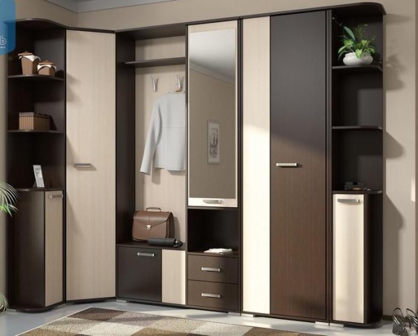 Прихожая Домино-А  Венге/Дуб Молочный (Ш-881+2481 × В-2050 × Г-323 мм)